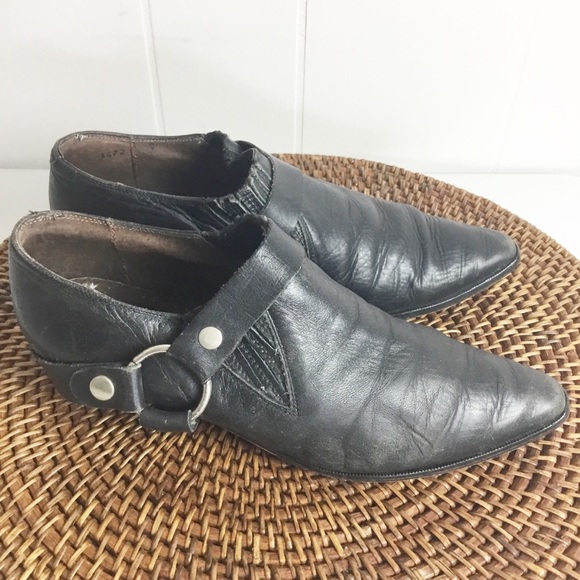 Charles David Leather Black Ankle Boots Western Style Size 9 Pointed - Picture 2 of 5